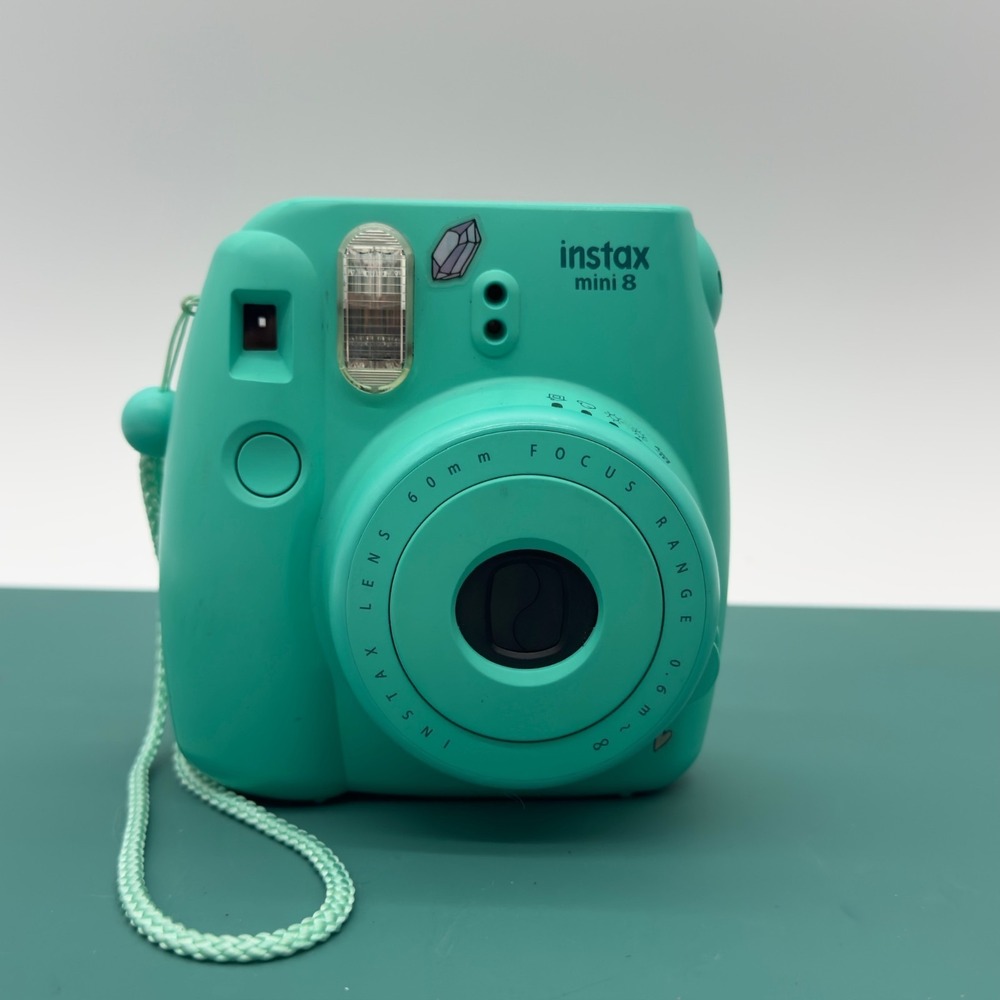 Fujifilm Instax Mini 8 Instant Film Camera Mint Aqua Tested Working Film Loaded